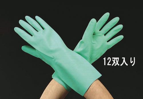 >【直送品】エスコ EA354BE-1[Ｍ/300mm]手袋(ニトリルゴム/12双) 1個（ご注文単位1個）
