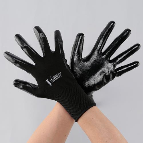 >【直送品】エスコ EA354DE-7[Ｌ/230mm]手袋(ニトリルゴムコーティング/黒) 1個（ご注文単位1個）