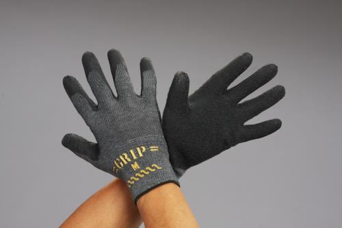エスコ EA354GD-16A[Ｍ]手袋(ポリエステル、綿・天然ゴムコート/黒) 1個（ご注文単位1個）【直送品】
