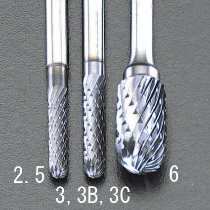 >エスコ EA819PG-6 6x13mm/3mm軸［Coated]超硬バー 1個（ご注文単位1個）【直送品】