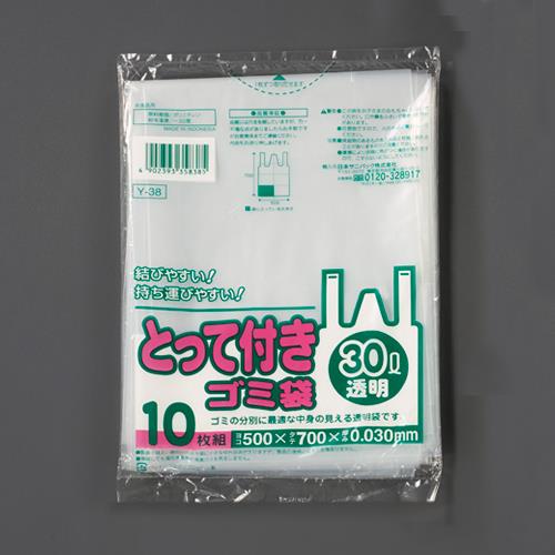 【直送品】エスコ EA995AD-317 500ｘ700mm/30Ｌ手提げ袋(透明/10枚) 1個（ご注文単位1個）