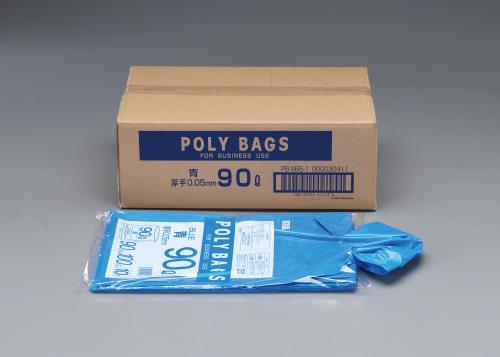 【直送品】エスコ EA995AD-60A 90Ｌごみ袋(青/半透明/200枚) 1個（ご注文単位1個）