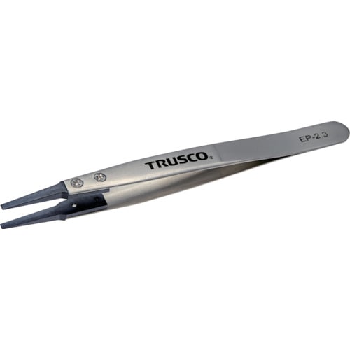 >トラスコ中山 TRUSCO ESDチップピンセット 先平型 先端幅2.3mm（ご注文単位1本）【直送品】