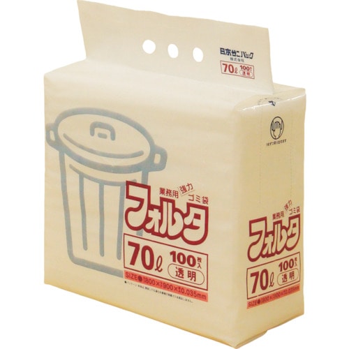トラスコ中山 サニパック Ｆ-7Ｃ 環優包装ゴミ袋フォルタ 70Ｌ 透明 (1袋(ＰＫ)＝100枚入)（ご注文単位1袋）【直送品】