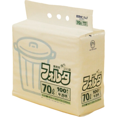 【直送品】トラスコ中山 サニパック Ｆ-7Ｈ 環優包装ゴミ袋フォルタ 70Ｌ 白半透明 (1袋(ＰＫ)＝100枚入)（ご注文単位1袋）