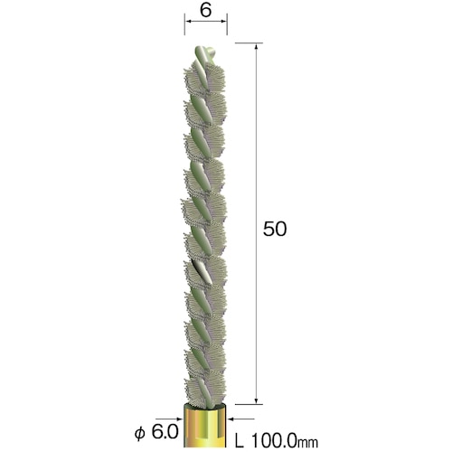 >トラスコ中山 ミニモ スパイラルホールブラシ 砥粒入りナイロン#500 Φ6（ご注文単位1本）【直送品】