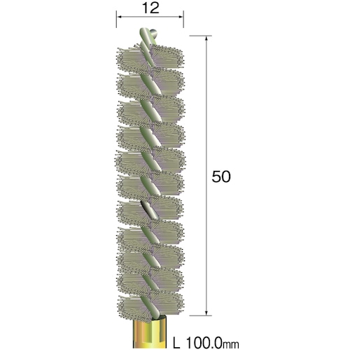 >トラスコ中山 ミニモ スパイラルホールブラシ 砥粒入りナイロン#320 Φ12（ご注文単位1本）【直送品】