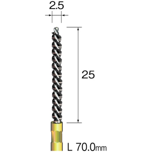 トラスコ中山 ミニモ スパイラルホールブラシ ステンレス Φ2.5（ご注文単位1本）【直送品】