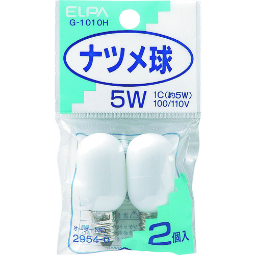 >トラスコ中山 ELPA ナツメ球 E12 消費電力5W ホワイト 2個入 168-3886  (ご注文単位1個) 【直送品】