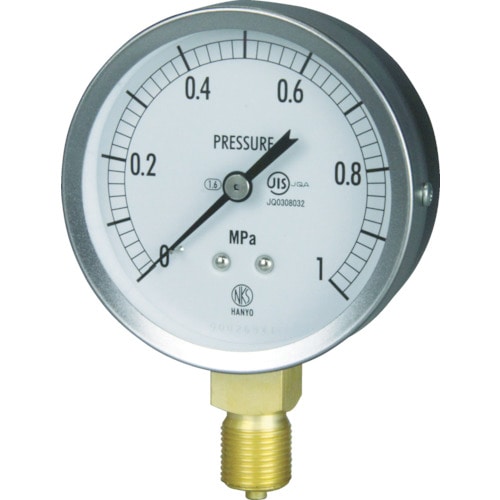 >トラスコ中山 長野 JIS汎用形圧力計(A枠) 圧力レンジ(MPa)：-0.1～0.00(真空計)（ご注文単位1個）【直送品】