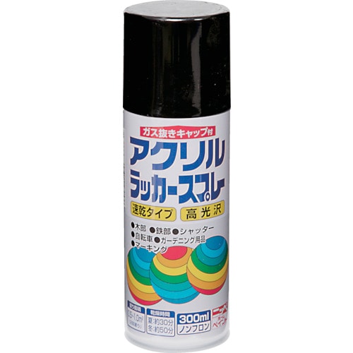 >トラスコ中山 ニッぺ アクリルラッカースプレー 300ml ブラック HWE005-300（ご注文単位1本）【直送品】