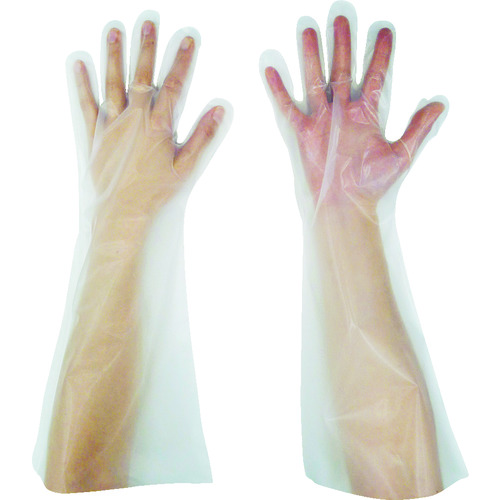 トラスコ中山 東京パック 緊急災害対策用手袋ロング五本絞りＬ 半透明（ご注文単位1袋）【直送品】