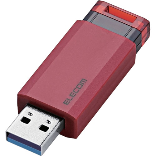 トラスコ中山 エレコム USB3.1（Gen1）対応 ノック式USBメモリ 64GB レッド 123-3237  (ご注文単位1個) 【直送品】