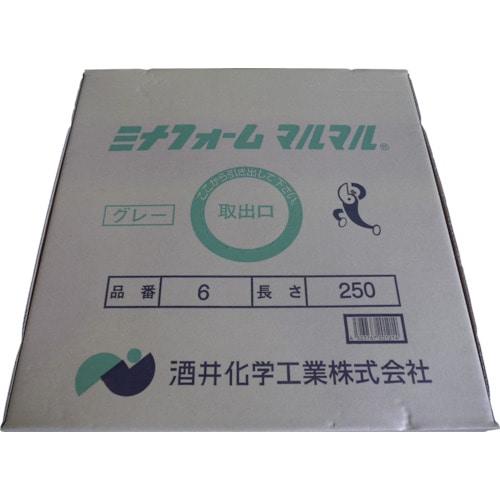 トラスコ中山 ミナ 弾性シーラントバックアップ材 ミナフォームマルマル #6 6mmφ×250m グレー（ご注文単位1箱）【直送品】