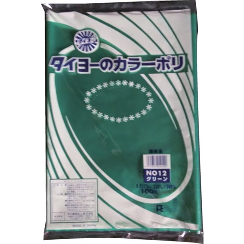 【直送品】トラスコ中山 タイヨー カラーポリ袋035(グリーン) Ｎｏ.12 (100枚入り)（ご注文単位1袋）