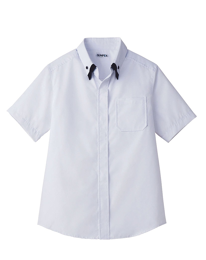 レイヤードＢＤ衿半袖シャツ　Ｍ ＥＴ－１３１３　ＷＴ×ＢＫ 1袋（ご注文単位1袋）【直送品】