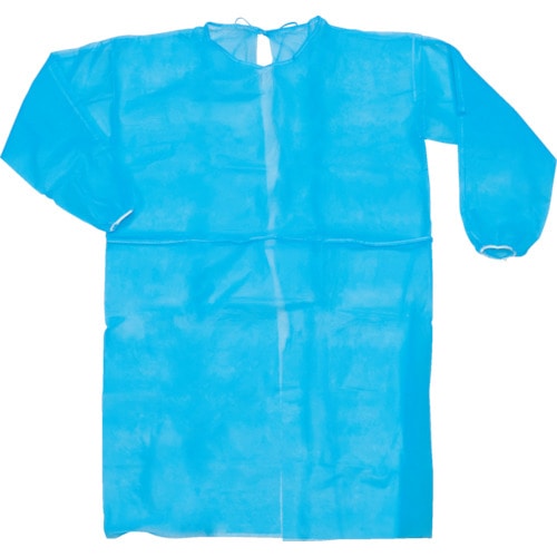 トラスコ中山 ＴＲＵＳＣＯ 不織布袖付エプロン ブルー 10枚入（ご注文単位1袋）【直送品】