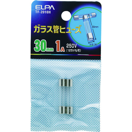 >トラスコ中山 ELPA ガラス管ヒューズ 30MM 1.0A 2個入 102-2039  (ご注文単位1袋) 【直送品】