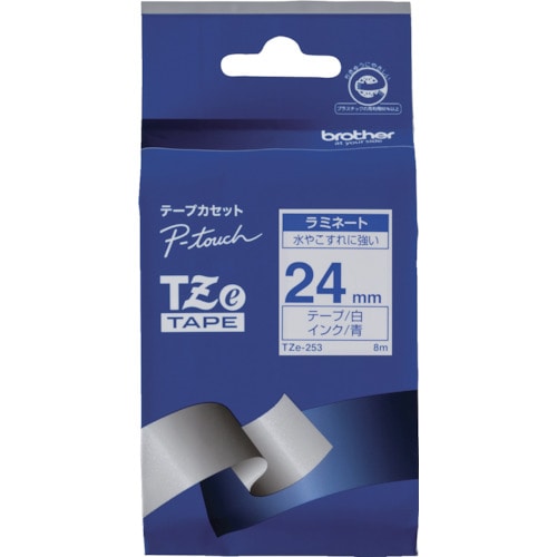 >トラスコ中山 ブラザー Tzeテープ 青文字/白地/24mm（ご注文単位1個）【直送品】