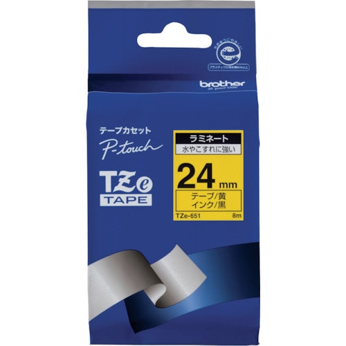 >トラスコ中山 ブラザー Tzeテープ 黒文字/黄地/24mm（ご注文単位1個）【直送品】