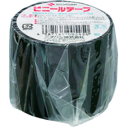 >【直送品】トラスコ中山 ニチバン ビニールテープ ＶＴ-50 黒 50mmＸ10ｍ（ご注文単位 1個）