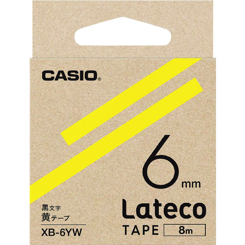 トラスコ中山 カシオ ラテコ(Lateco)専用詰め替えテープ 6mm 黄テープに黒文字（ご注文単位 1個）【直送品】