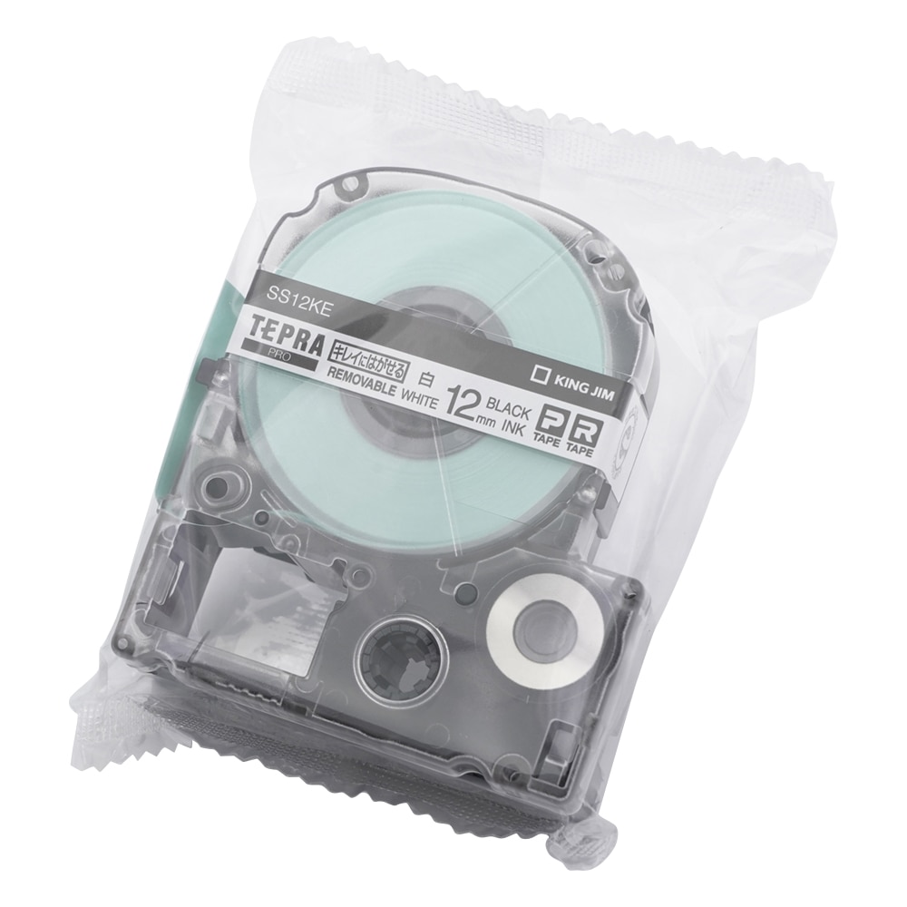 キングジム テプラ専用 テープカートリッジ ホワイト(弱粘着) SS12KE 1個(ご注文単位1個)【直送品】