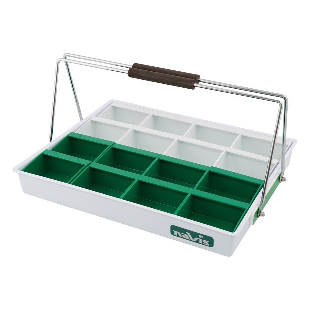 ナビス(アズワン) 散薬用トレー 16人用 緑・白 (NSケースタイプ) NS-16R(16人用) 1個(ご注文単位1個)【直送品】