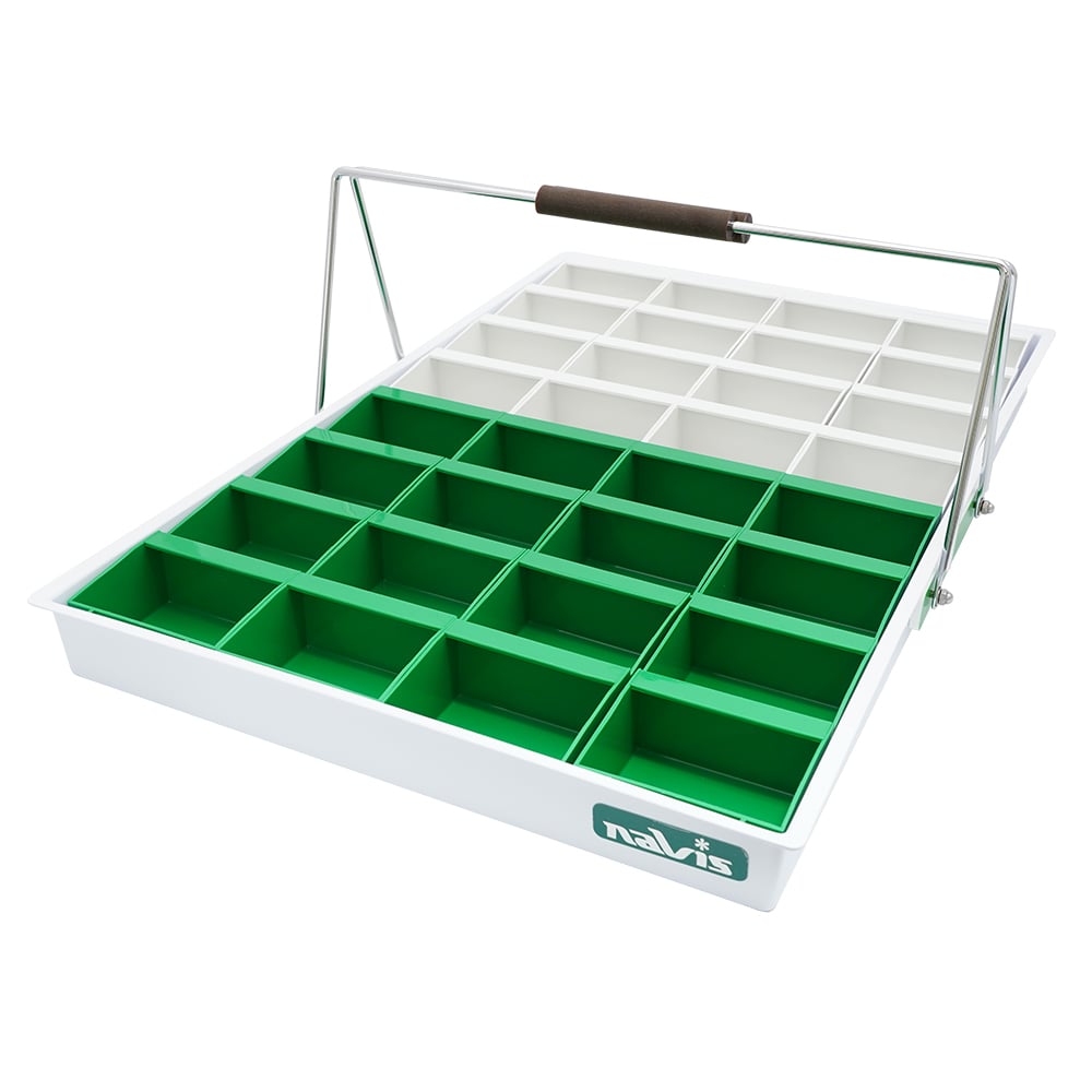 ナビス(アズワン) 散薬用トレー 32人用 緑・白 (NSケースタイプ) NS-32R(32人用) 1個(ご注文単位1個)【直送品】