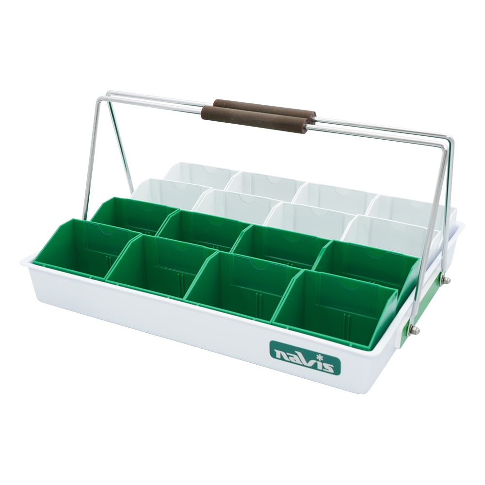 ナビス(アズワン) 散薬用トレー 16人用 緑・白 (Nケースタイプ) N-16R(16人用) 1個(ご注文単位1個)【直送品】