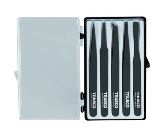 トラスコ中山 プラスチック製ピンセット5本組セット TPP-25-SET 1セット(ご注文単位1セット)【直送品】