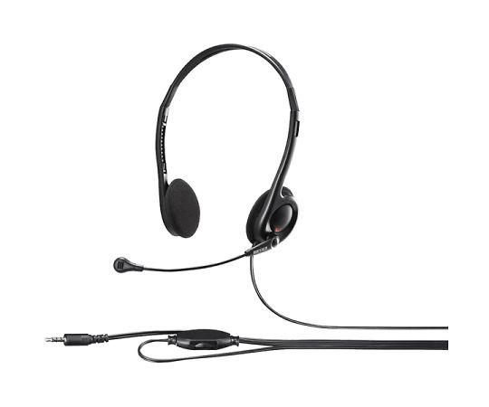 BUFFALO 両耳ヘッドバンド式ステレオヘッドセット 4極ミニプラグ接続 ブラックBSHSHCS100BK 1個 (ご注文単位1個) 【直送品】