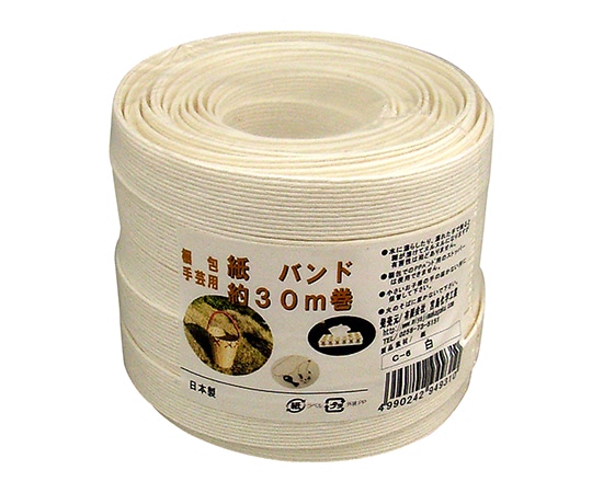 宮島化学工業 梱包・手芸用 紙バンド 白 15.5mm×30m C6 1巻(ご注文単位1巻)【直送品】