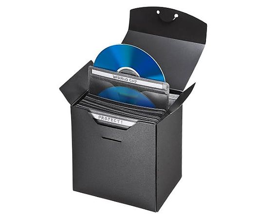 アズワン CD/DVD/BD用 不織布ケース(収納ボックス付/ブラック) EA762EE-108 1パック(ご注文単位1パック)【直送品】