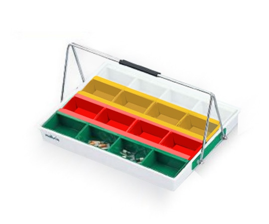 ナビス(アズワン) 散薬用トレー 16人用 緑・白・赤・黄 (NSケースタイプ) NS-16RC(16人用) 1セット(ご注文単位1セット)【直送品】