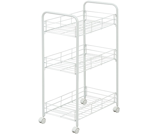 山善（YAMAZEN） スチールワゴン（キャスター付） 3段 ホワイト RWR-3C（WH） 1台（ご注文単位1台）【直送品】