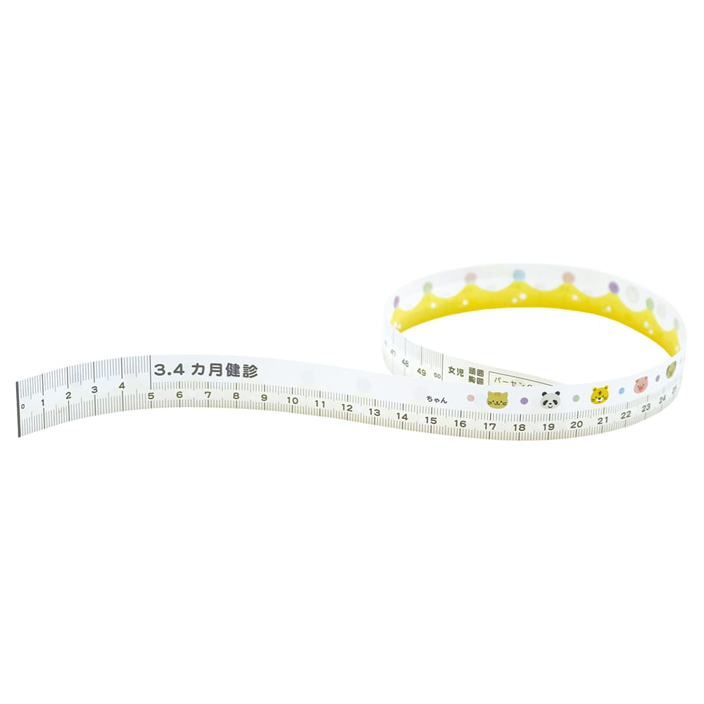 イトマン ディスポーザブルベビーメジャー(CocoMedi 乳幼児健診用メジャー メモるん)3,4ヶ月用 300枚入 1本(ご注文単位1本)【直送品】