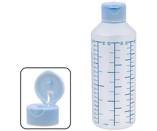 金鵄製作所 NK投薬瓶 200mL 青色目盛 ワンタッチキャップ（スカイブルー:水） 1箱（100本入） B31C0-000AQ 1箱（ご注文単位1箱）【直送品】