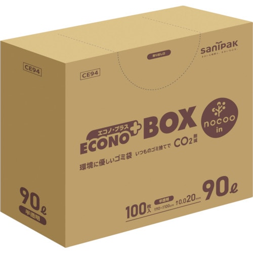>トラスコ中山 サニパック エコノプラスBOXノクー90L100枚0.020mm（ご注文単位1箱）【直送品】