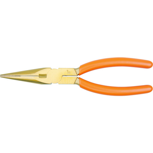トラスコ中山 バーコ 防爆ノンスパーキングロングノーズプライヤー 鉄線切断1.0mm 全長160mm(ご注文単位1個)【直送品】
