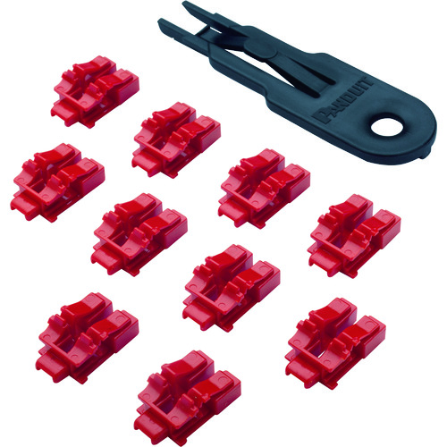 トラスコ中山 パンドウイット LCデュプレックスアダプタ用セキュリティキャップ 赤 10個入(ご注文単位1袋)【直送品】