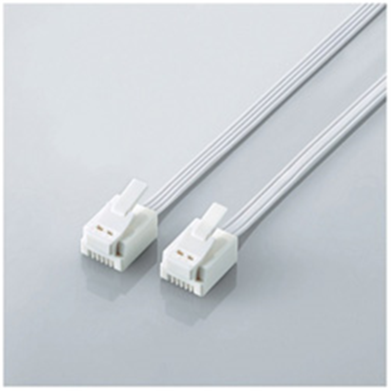 エレコム スリムモジュラーケーブル （2.0m／4極6芯／爪折れ防止／ホワイト）　MJ-T2WH MJT2WH 1個（ご注文単位1個）【直送品】