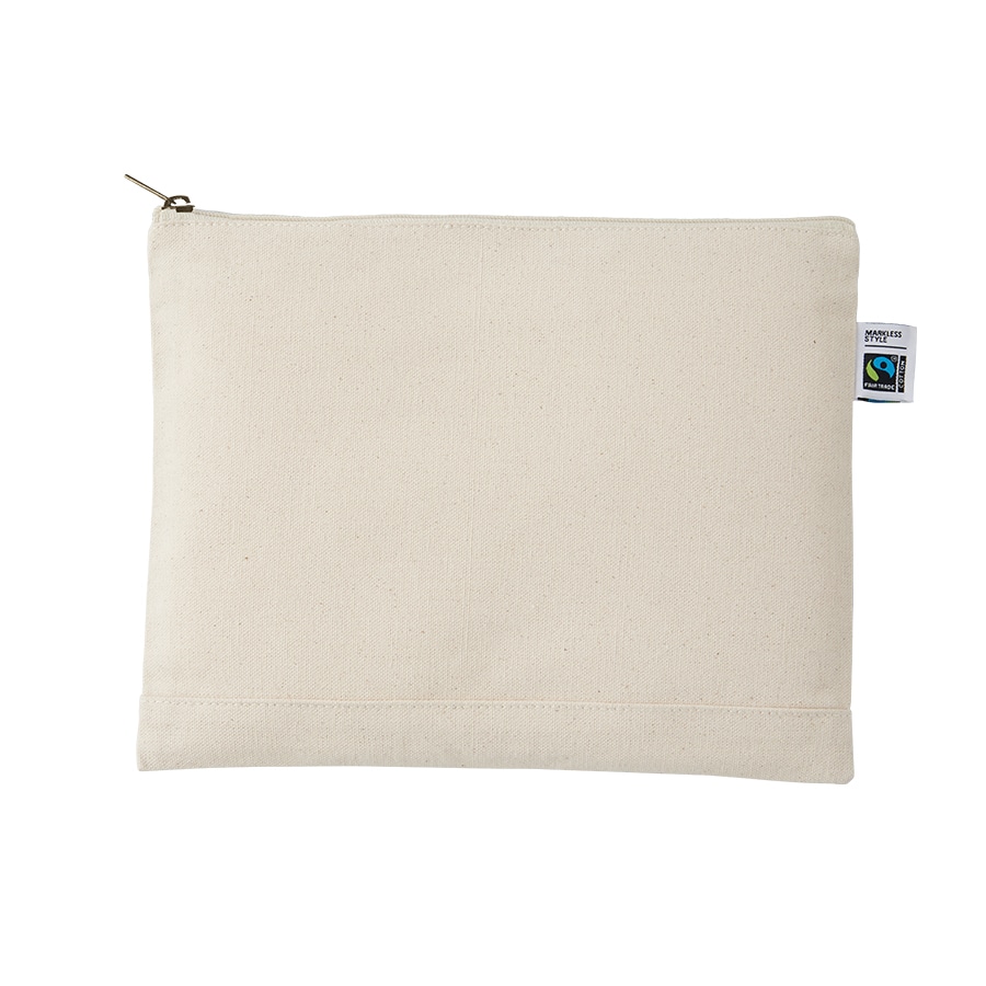 MARKLESS STYLE フェアトレード コットンキャンバスフラットポーチ L ナチュラル TF-0010-008 1個(ご注文単位1個)【直送品】