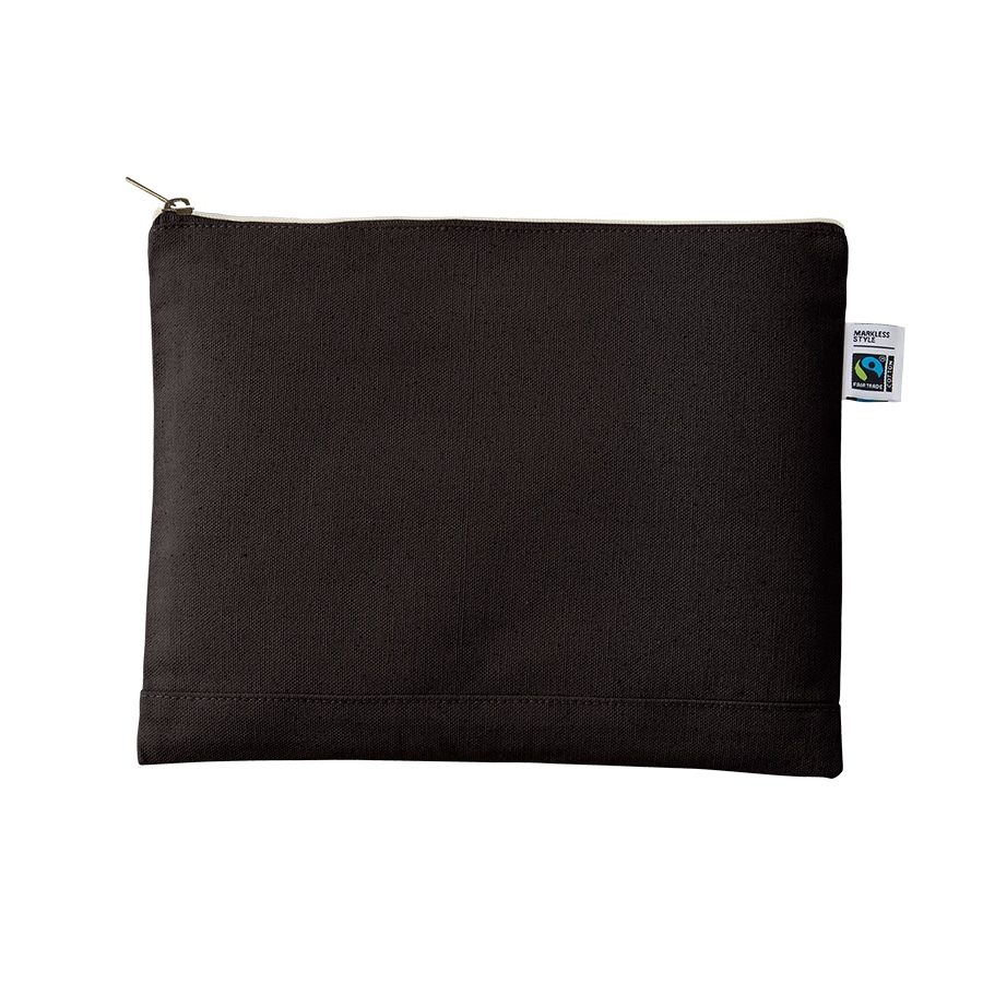 MARKLESS STYLE フェアトレード コットンキャンバスフラットポーチ L ナイトブラック TF-0010-009 1個(ご注文単位1個)【直送品】