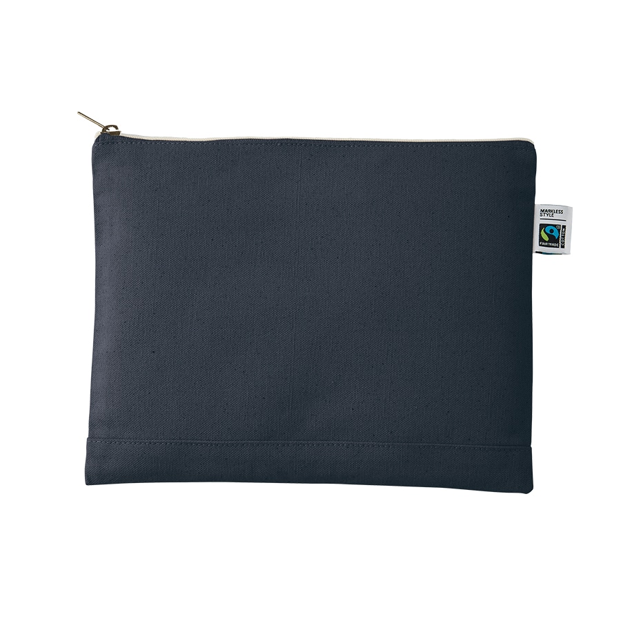 MARKLESS STYLE フェアトレード コットンキャンバスフラットポーチ L ネイビー TF-0010-006 1個(ご注文単位1個)【直送品】