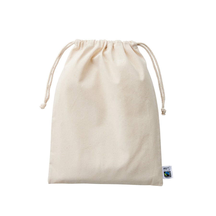 MARKLESS STYLE フェアトレード コットン巾着 L ナチュラル TF-0007-008 1枚(ご注文単位1枚)【直送品】