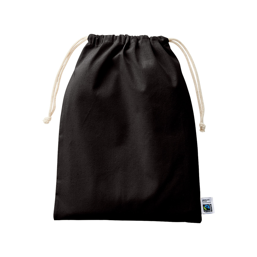 MARKLESS STYLE フェアトレード コットン巾着 L ナイトブラック TF-0007-009 1枚(ご注文単位1枚)【直送品】