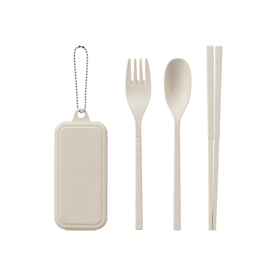 MARKLESS STYLE カトラリーセット 麦わら入タイプミニ 3点 ナチュラル TS-1731-008 1個(ご注文単位1個)【直送品】