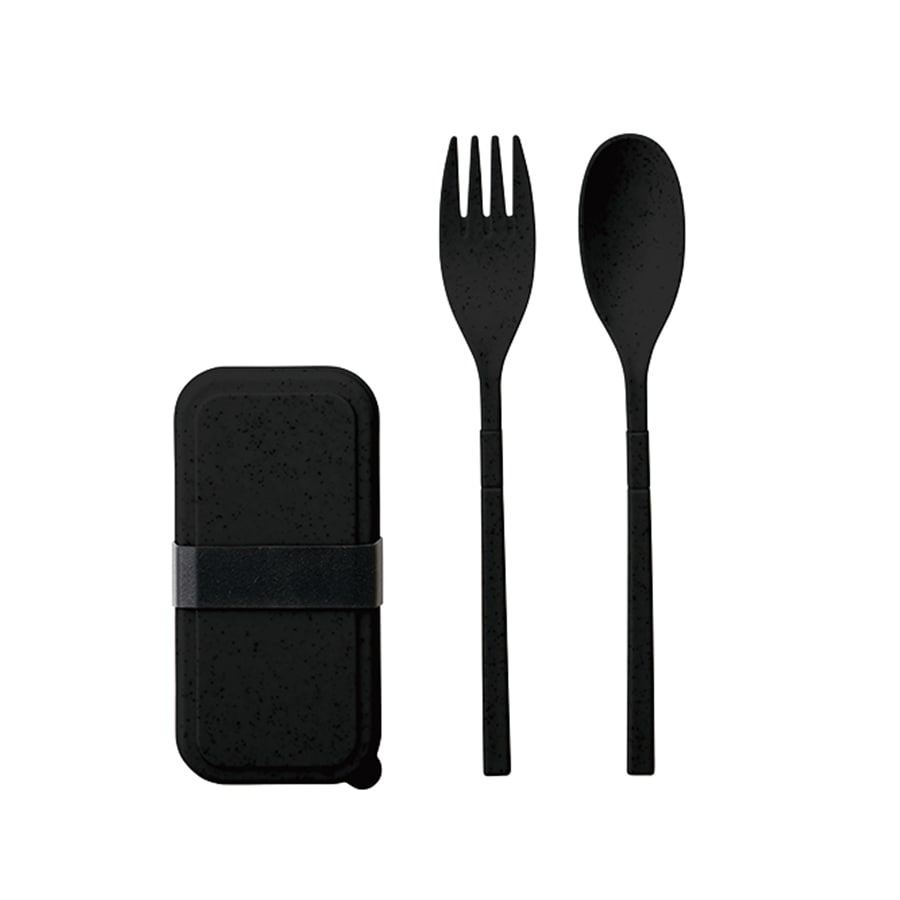 MARKLESS STYLE カトラリーセット バンブーファイバー入タイプ 2点 ブラック TS-1692-009 1セット(ご注文単位1セット)【直送品】