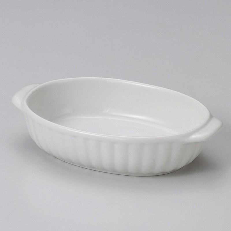 白磁オーブン オーバルベ-キング グラタン皿 15 3/4吋